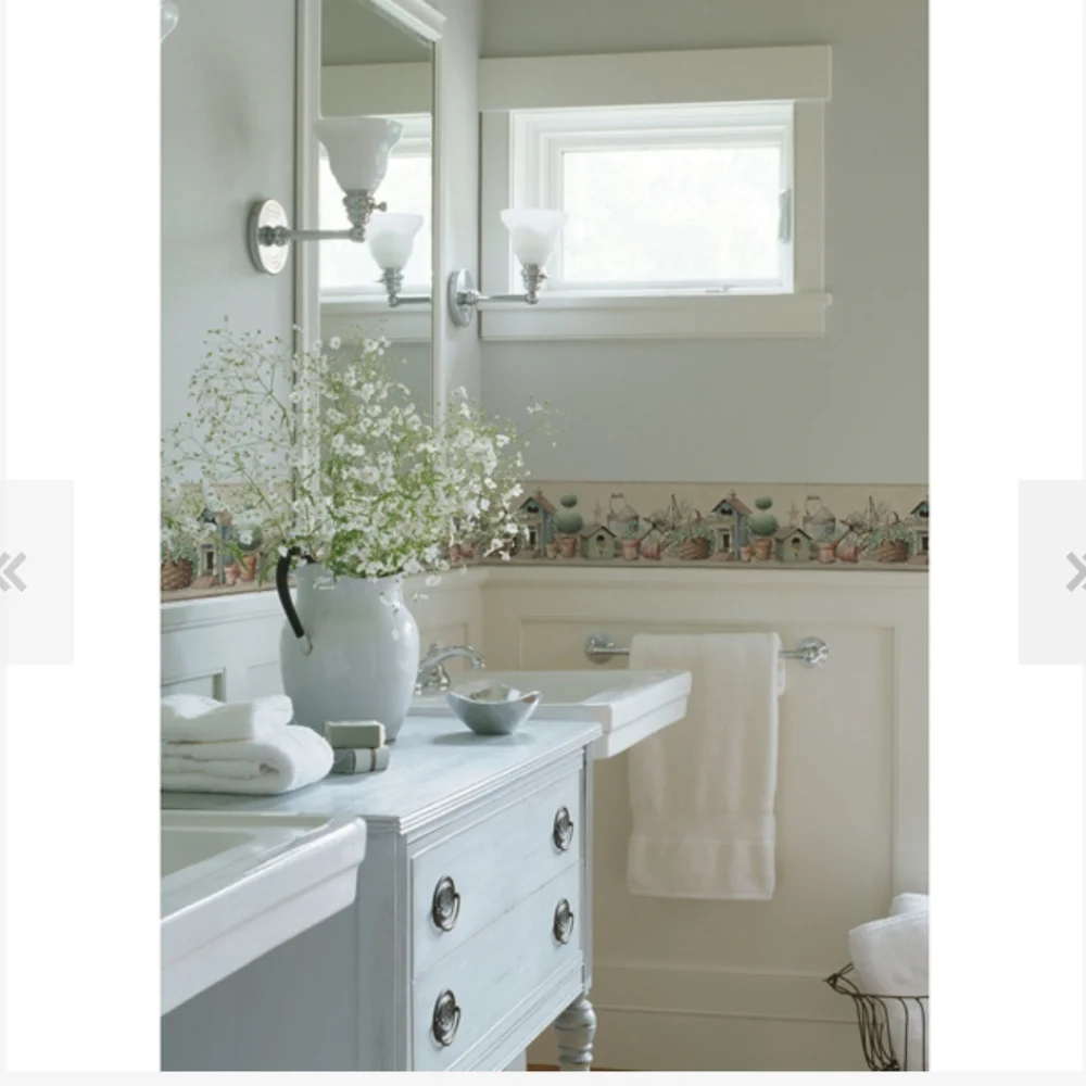 Wallpaper Border Shandi Blue Bird Hill Birdhouse